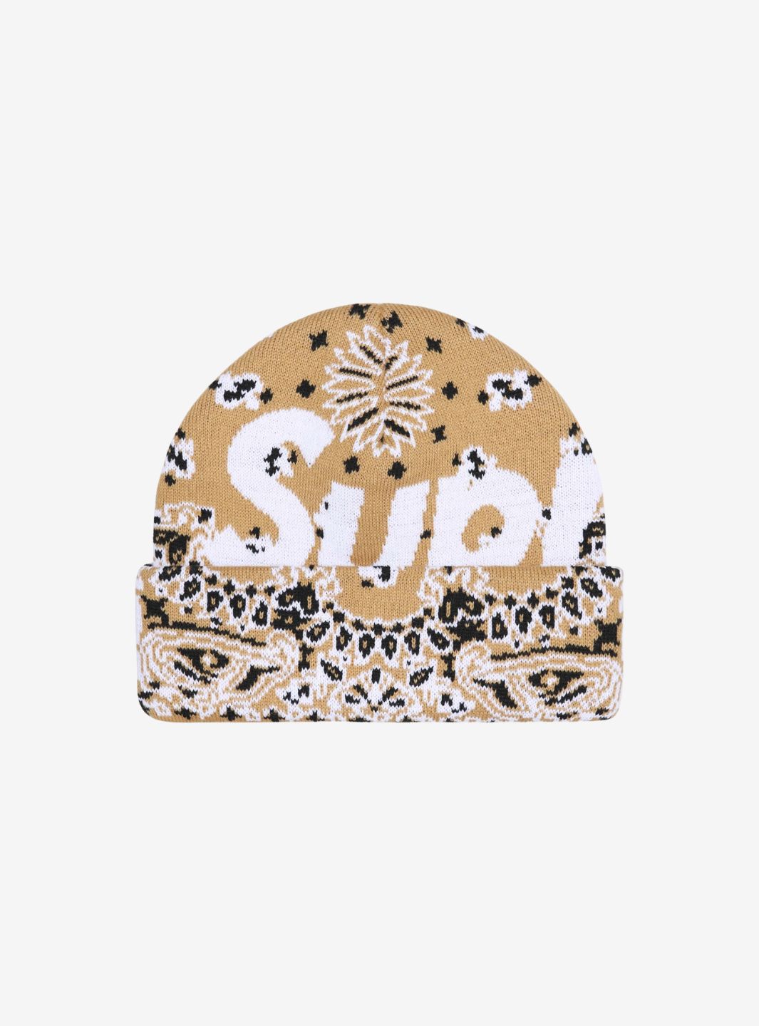 Supreme Bandana Big Logo Beanie Beige | ResellZone