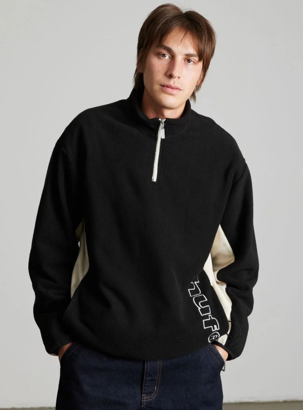 HUF Basecamp Quarter-Zip Polar Fleece Black