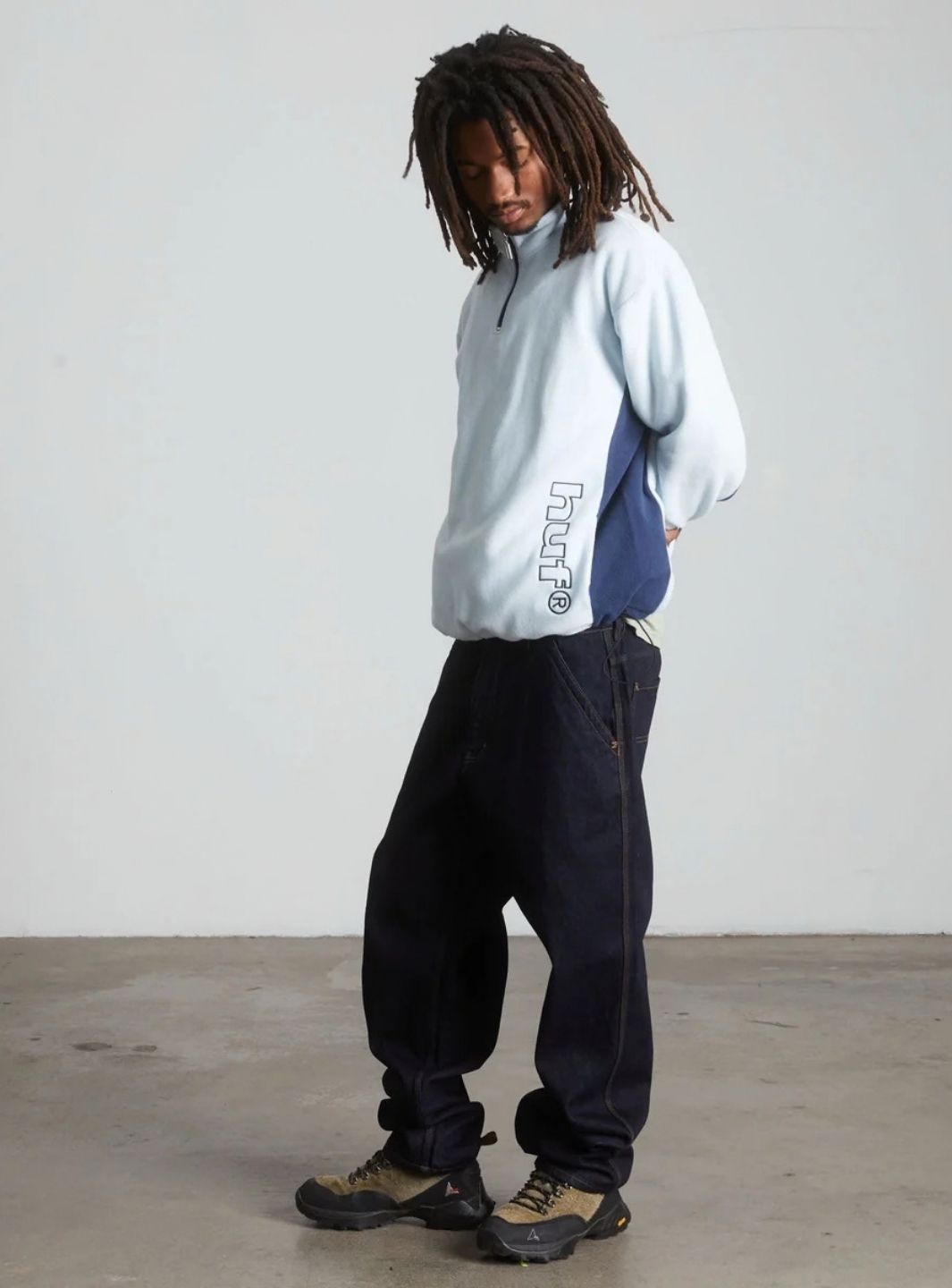 HUF Basecamp Quarter-Zip Polar Fleece Sky Blue