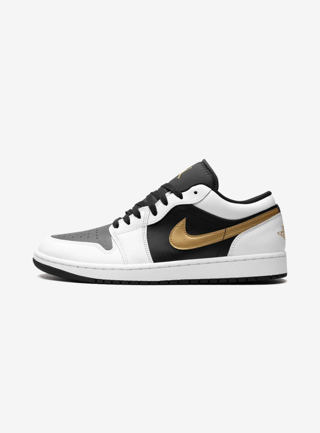 Air Jordan 1 Low White Black Metallic Gold Swoosh - 553558-172 | ResellZone