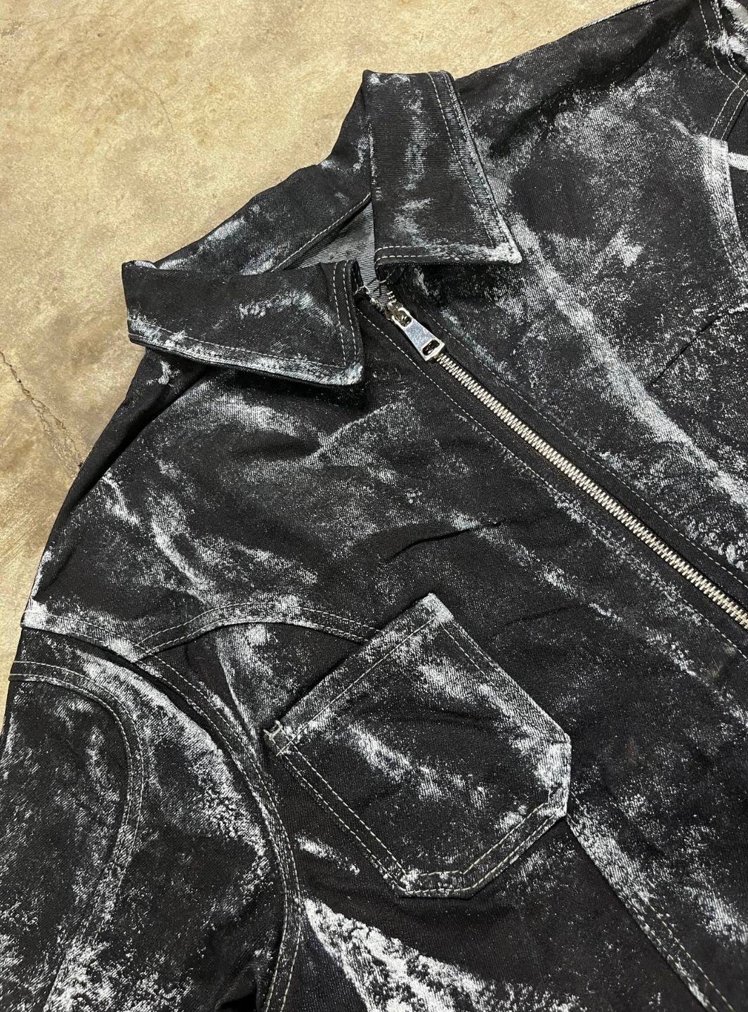 Artexplora House Painter Custom Raw Denim Jacket Jeans Black | ResellZone