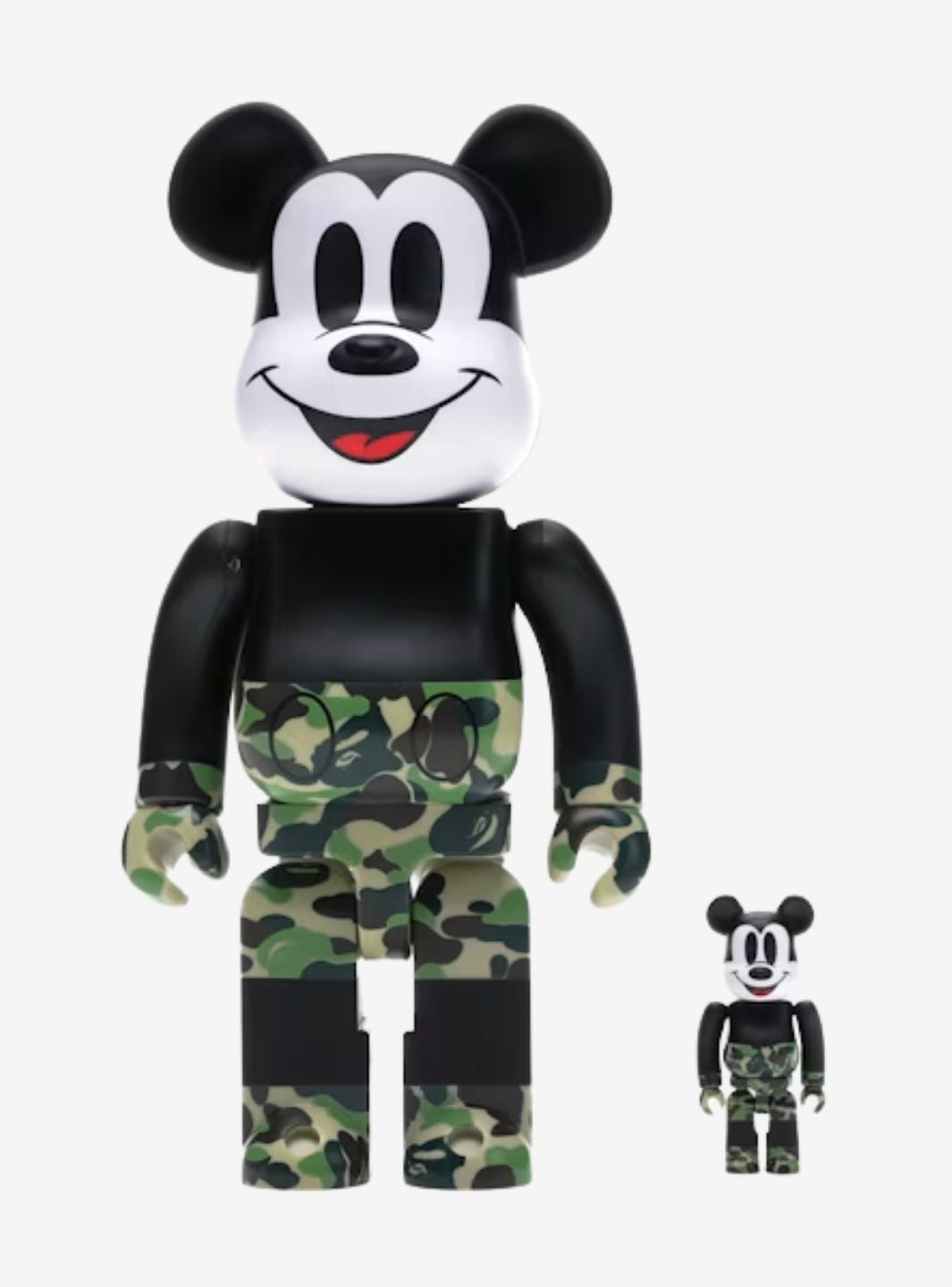 Bearbrick BAPE Mickey Mouse 100% & 400% Set Black/Green Camo | ResellZone