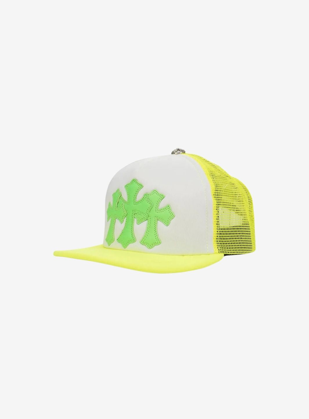 Chrome Hearts Cemetery Cross Trucker Hat Neon Yellow | ResellZone
