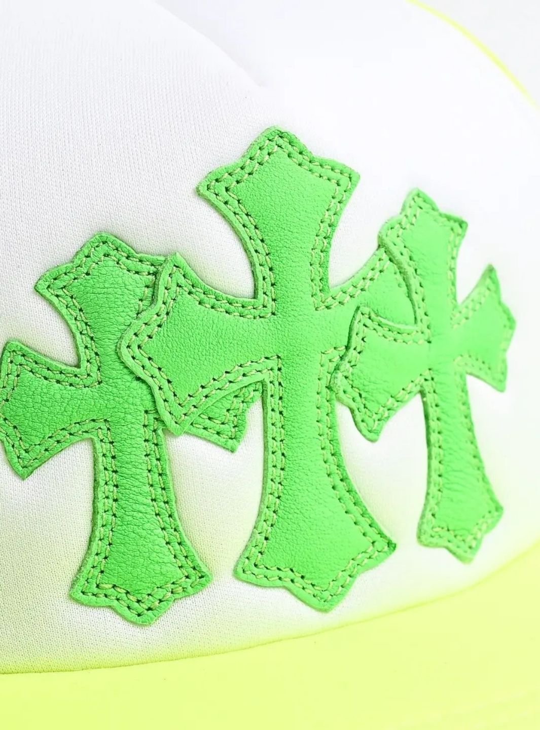 Chrome Hearts Cemetery Cross Trucker Hat Neon Yellow | ResellZone