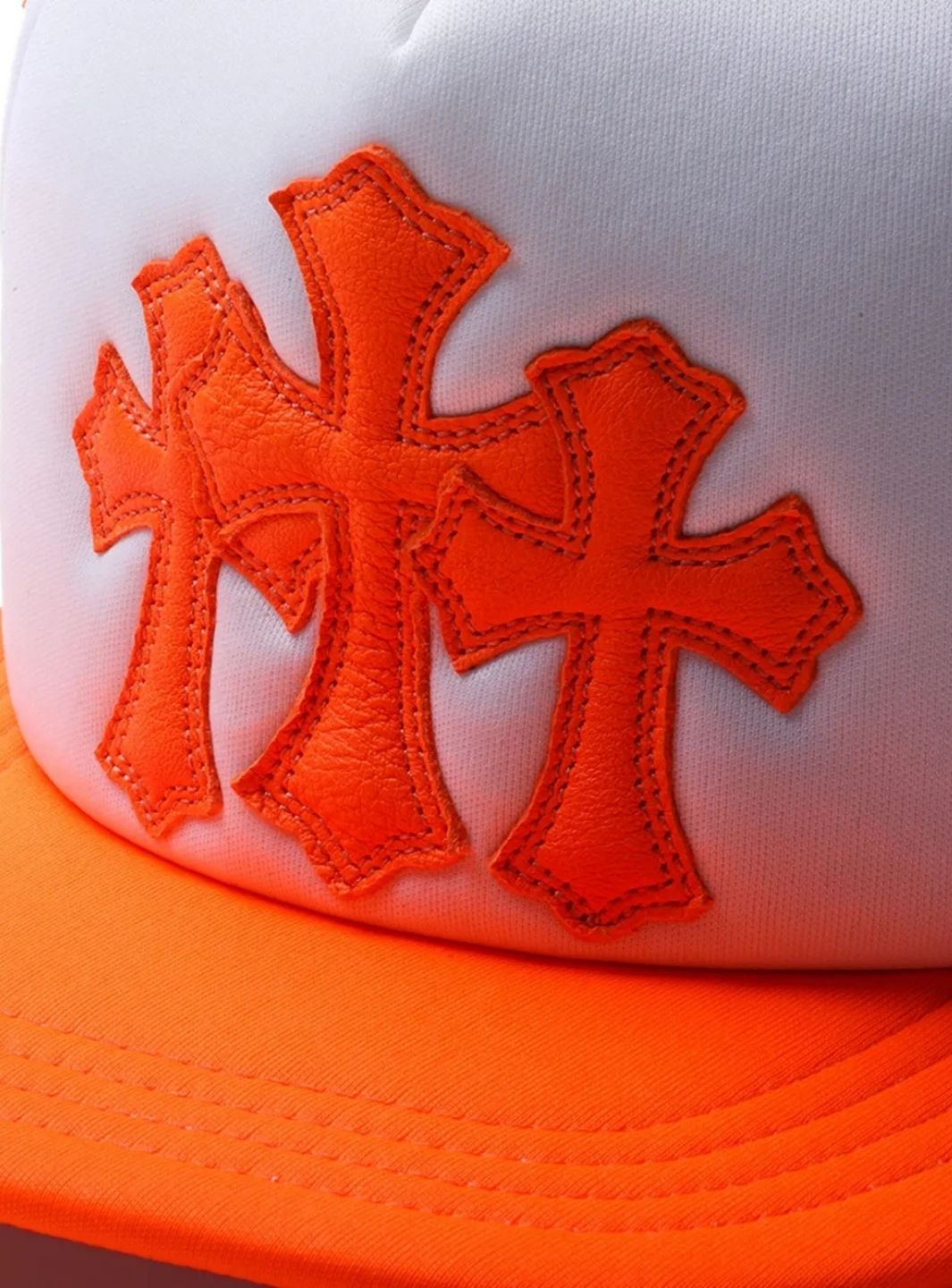 Chrome Hearts Cemetery Cross Trucker Hat Orange | ResellZone