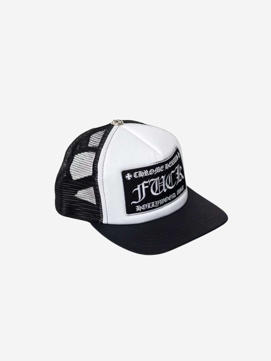 Chrome Hearts FUCK Hollywood Trucker Hat Black/White | ResellZone