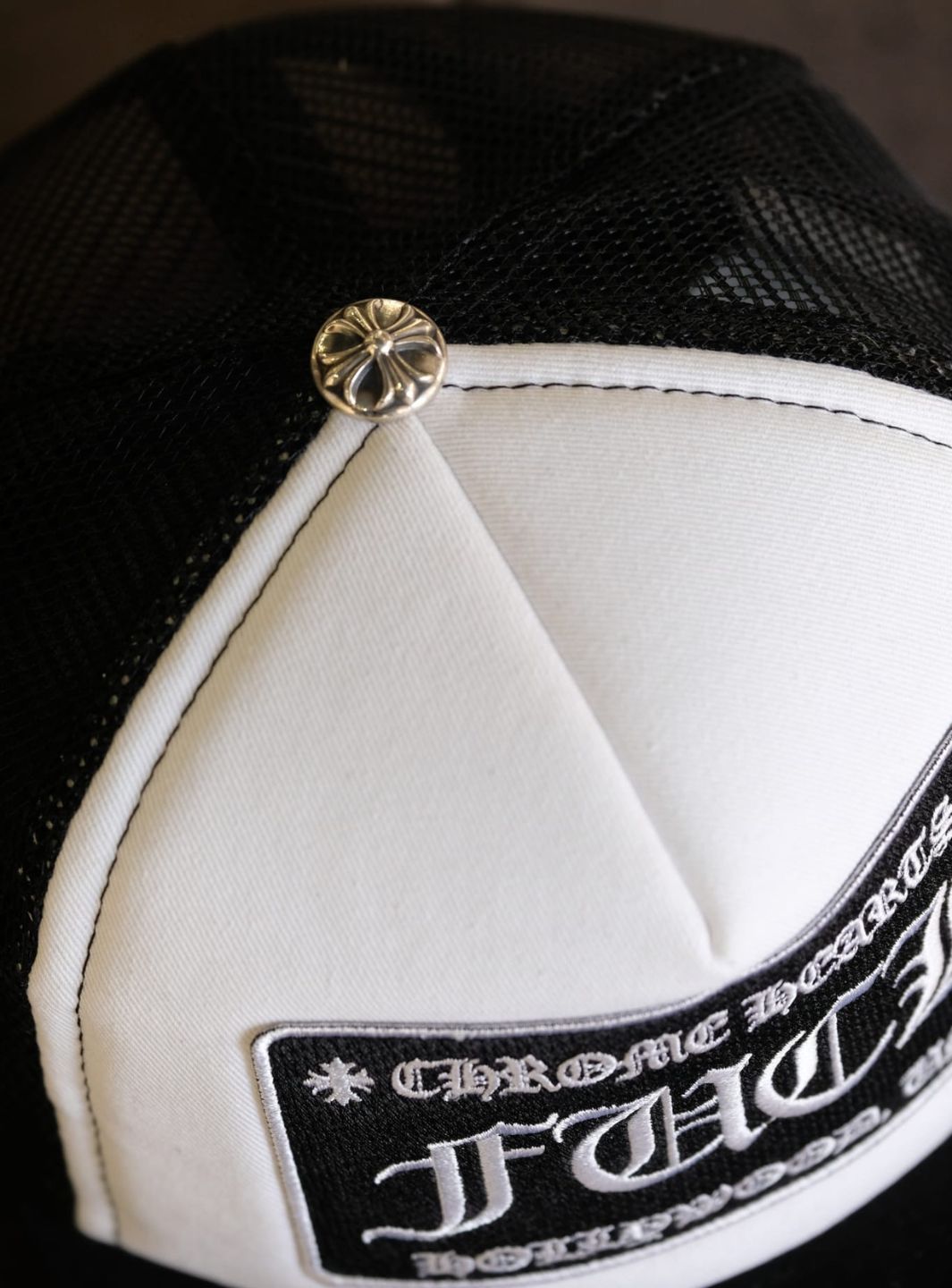 Chrome Hearts FUCK Hollywood Trucker Hat Black/White | ResellZone