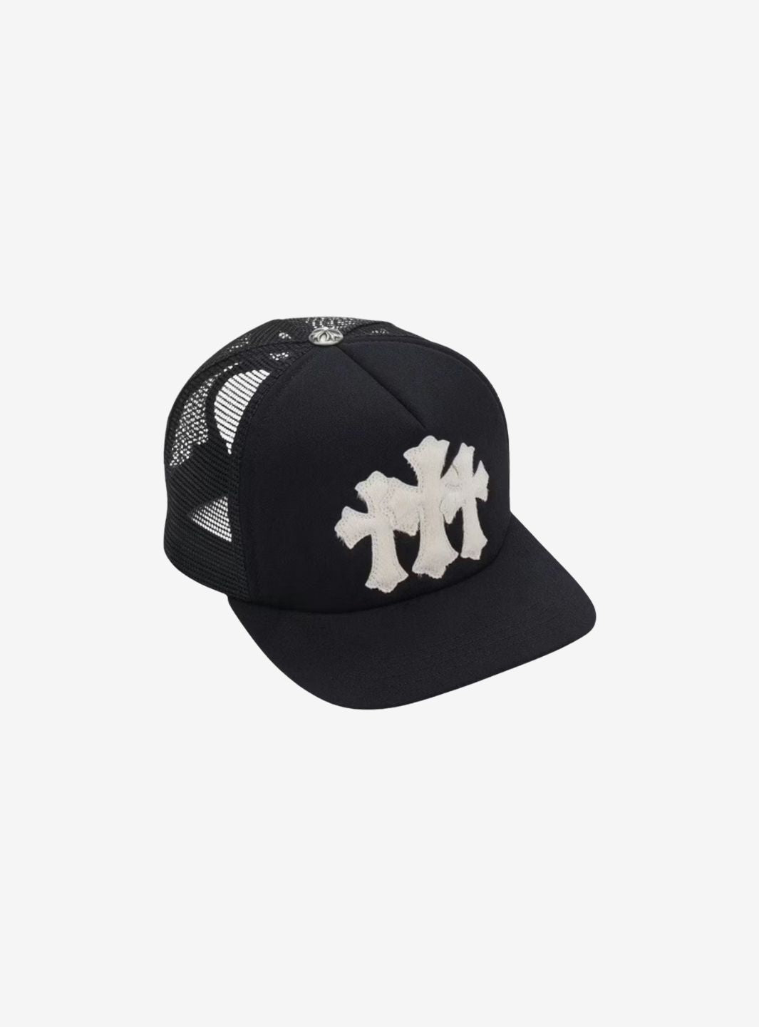 Chrome Hearts White Cemetary Cross CH Trucker Hat Black | ResellZone