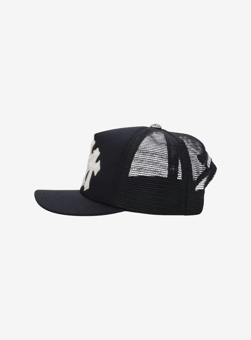 Chrome Hearts White Cemetary Cross CH Trucker Hat Black | ResellZone