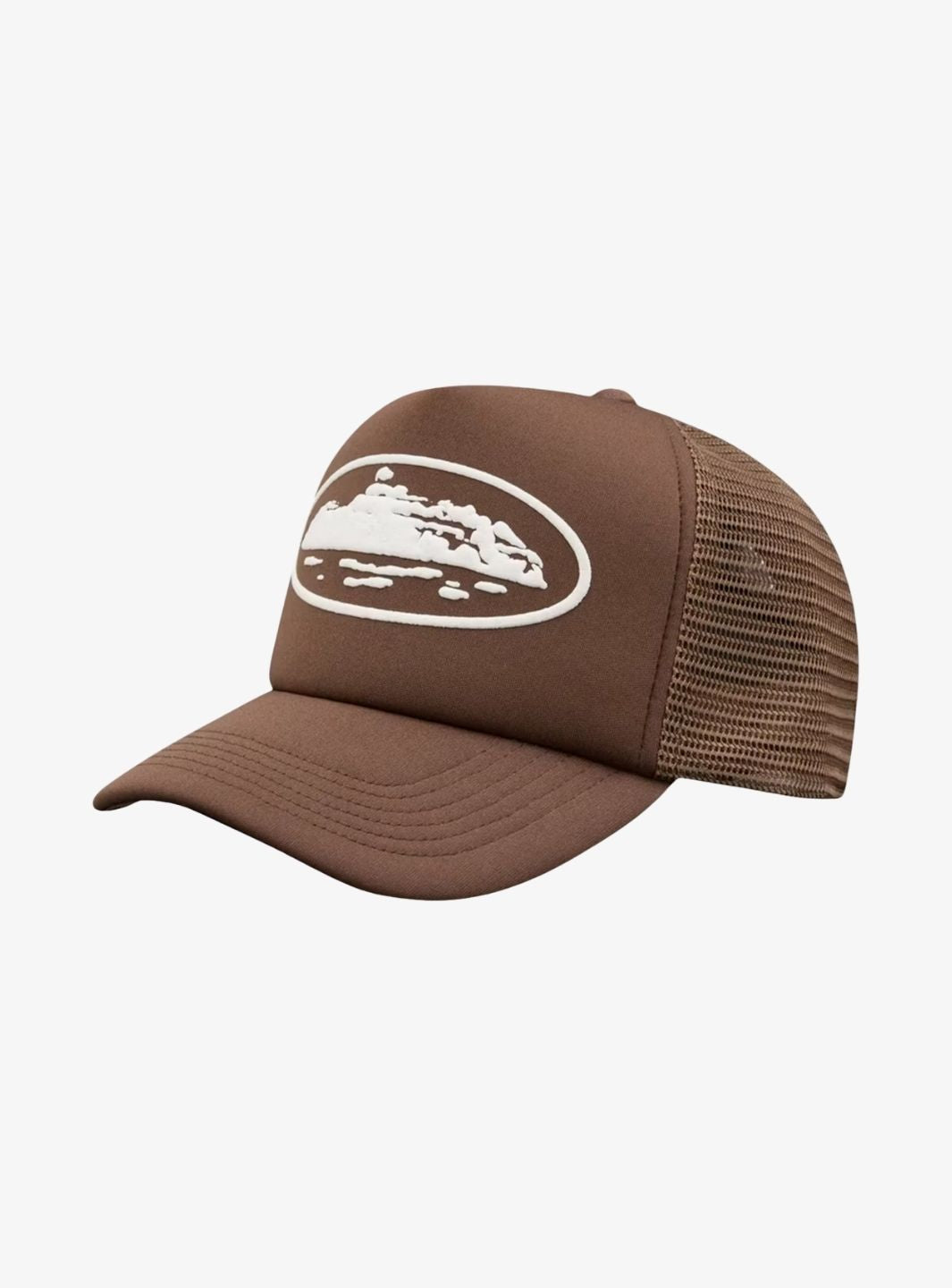 Corteiz Island Puff Print Trucker Hat Brown | ResellZone