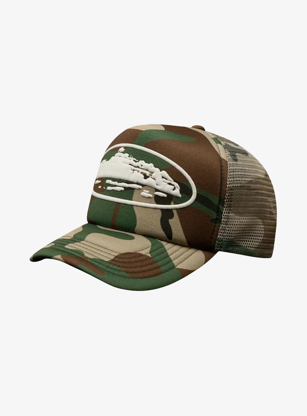 Corteiz Island Puff Print Trucker Hat Woodland Camo | ResellZone