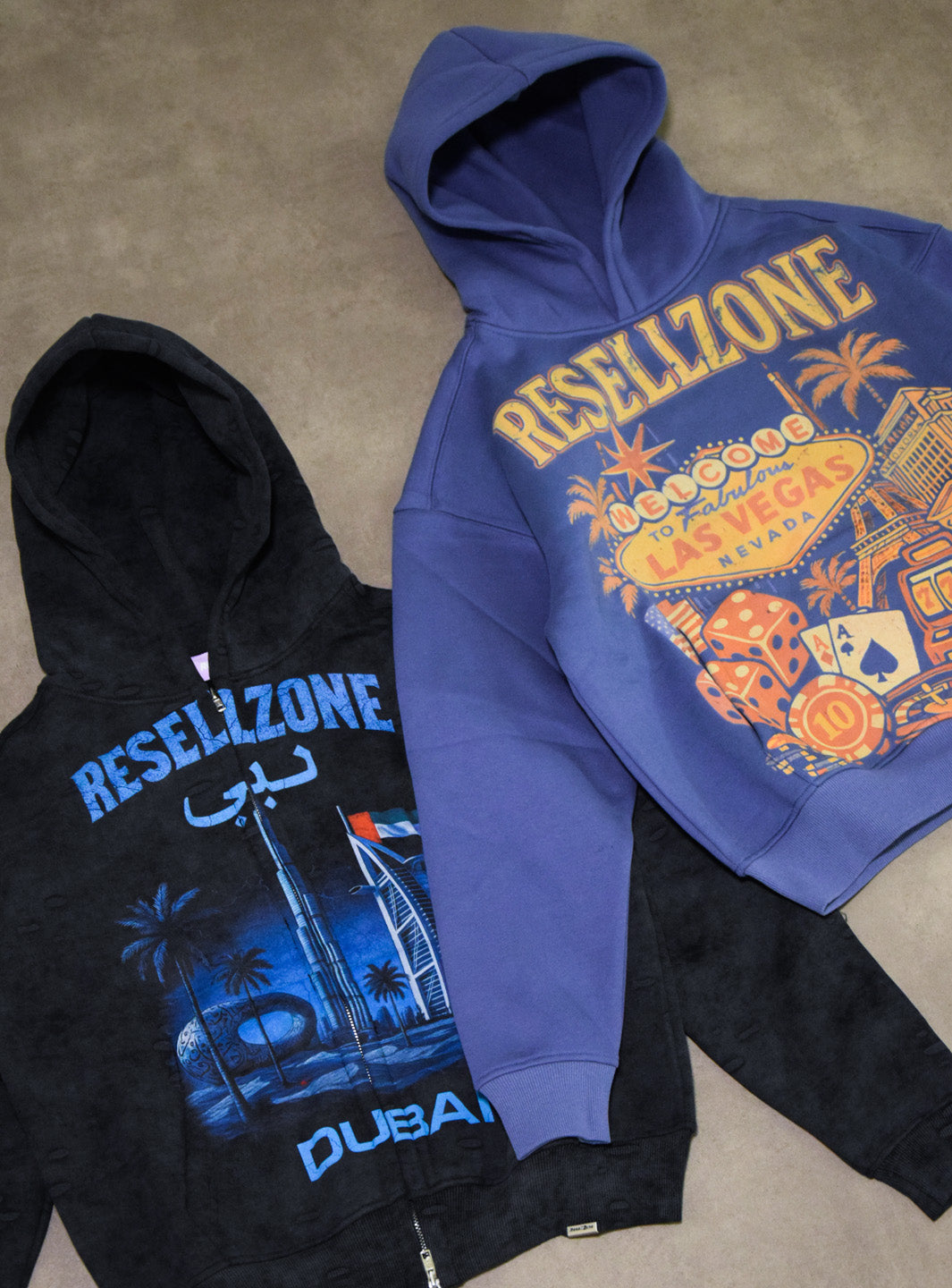 Dubai Zip Up Hooded Sweatshirt Washed Black | ResellZone