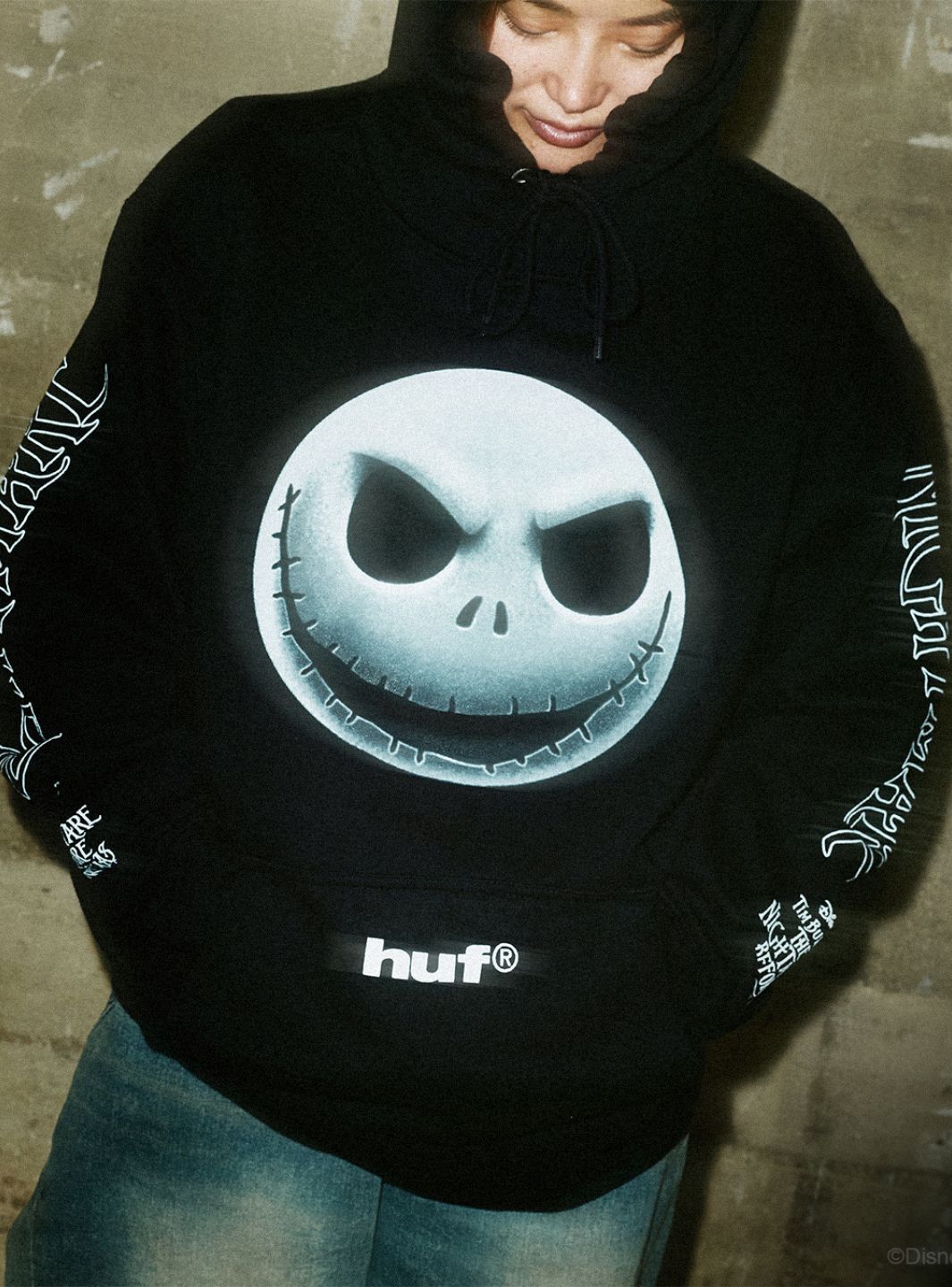 HUF x Disney Nightmare Before Christmas Jack Skellington Hoodie Black | ResellZone
