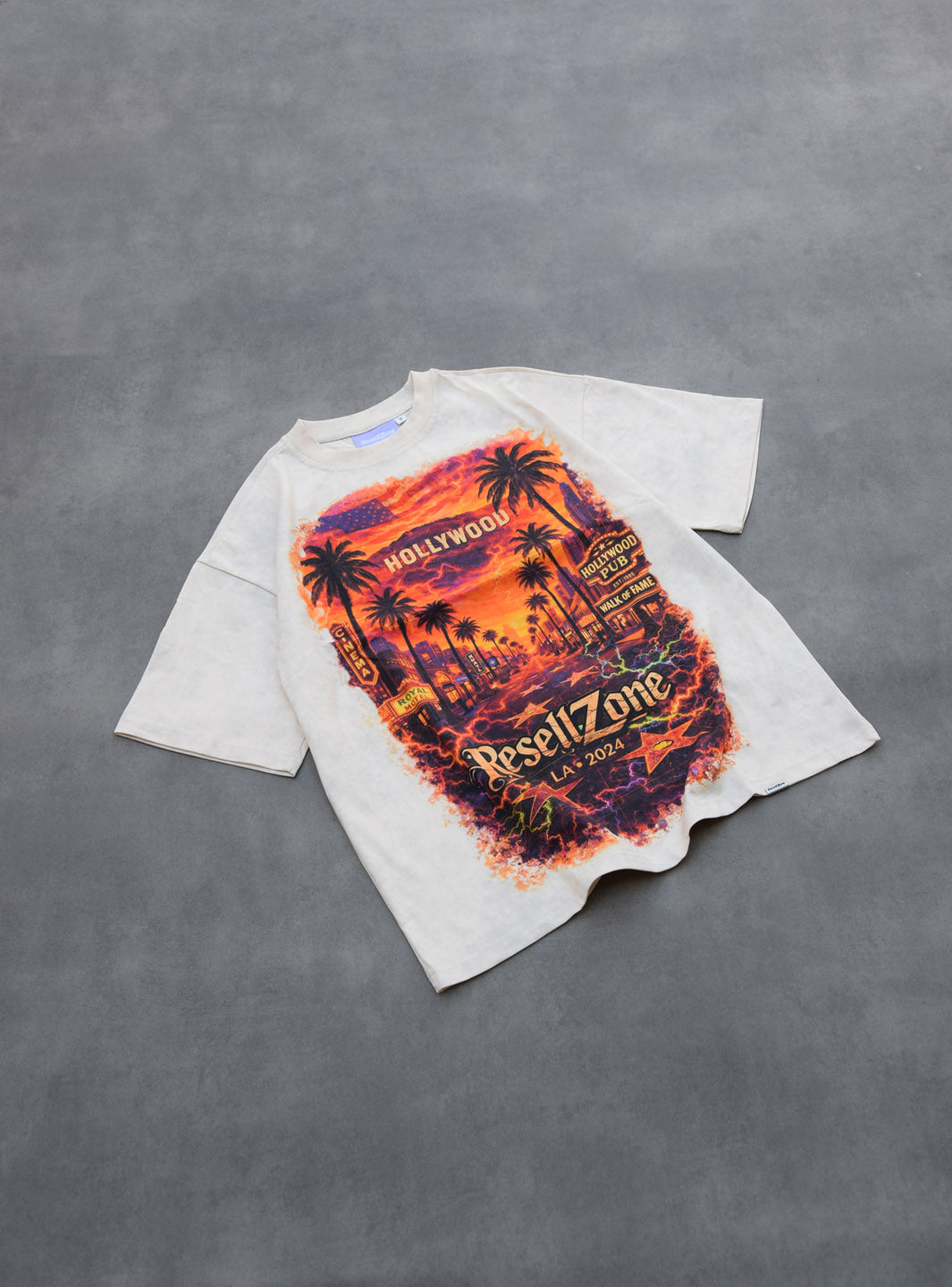 Los Angeles Sunset Riot T-Shirt Washed Beige | ResellZone