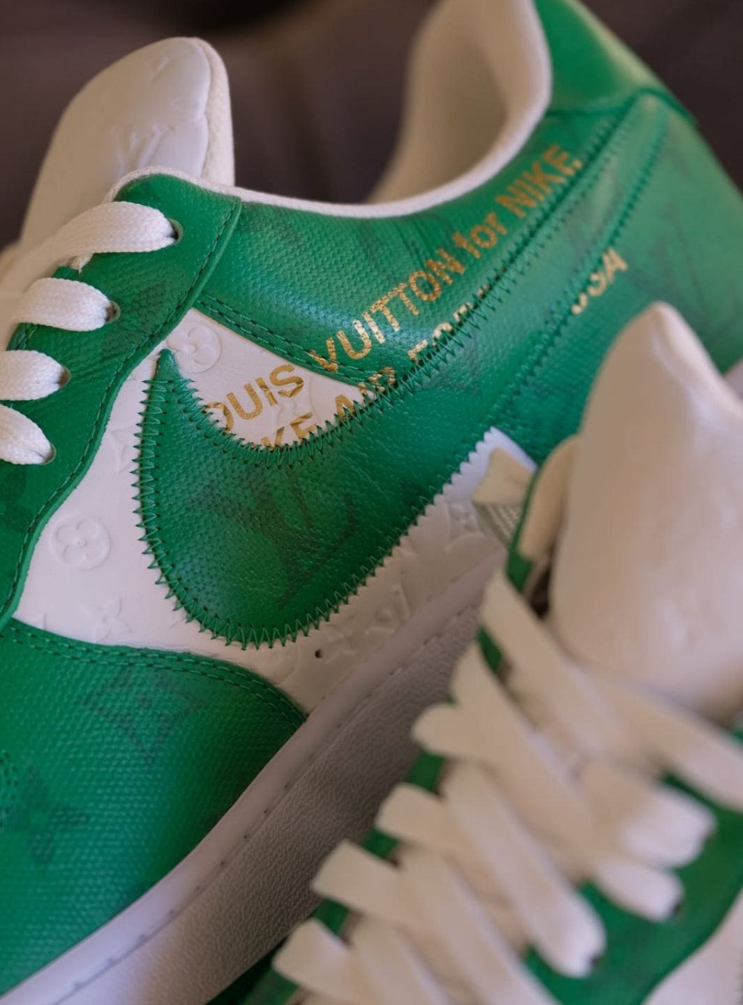 Louis Vuitton Nike Air Force 1 Low By Virgil Abloh White Green - Sneakers Usate | ResellZone