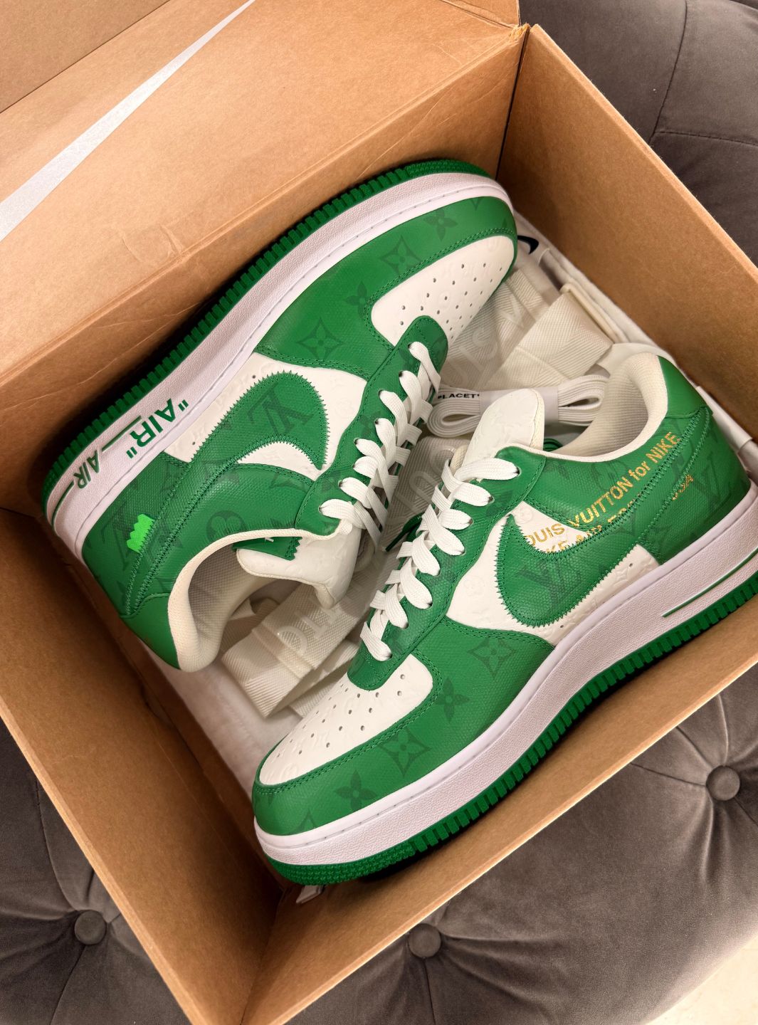 Louis Vuitton Nike Air Force 1 Low By Virgil Abloh White Green - Sneakers Usate | ResellZone