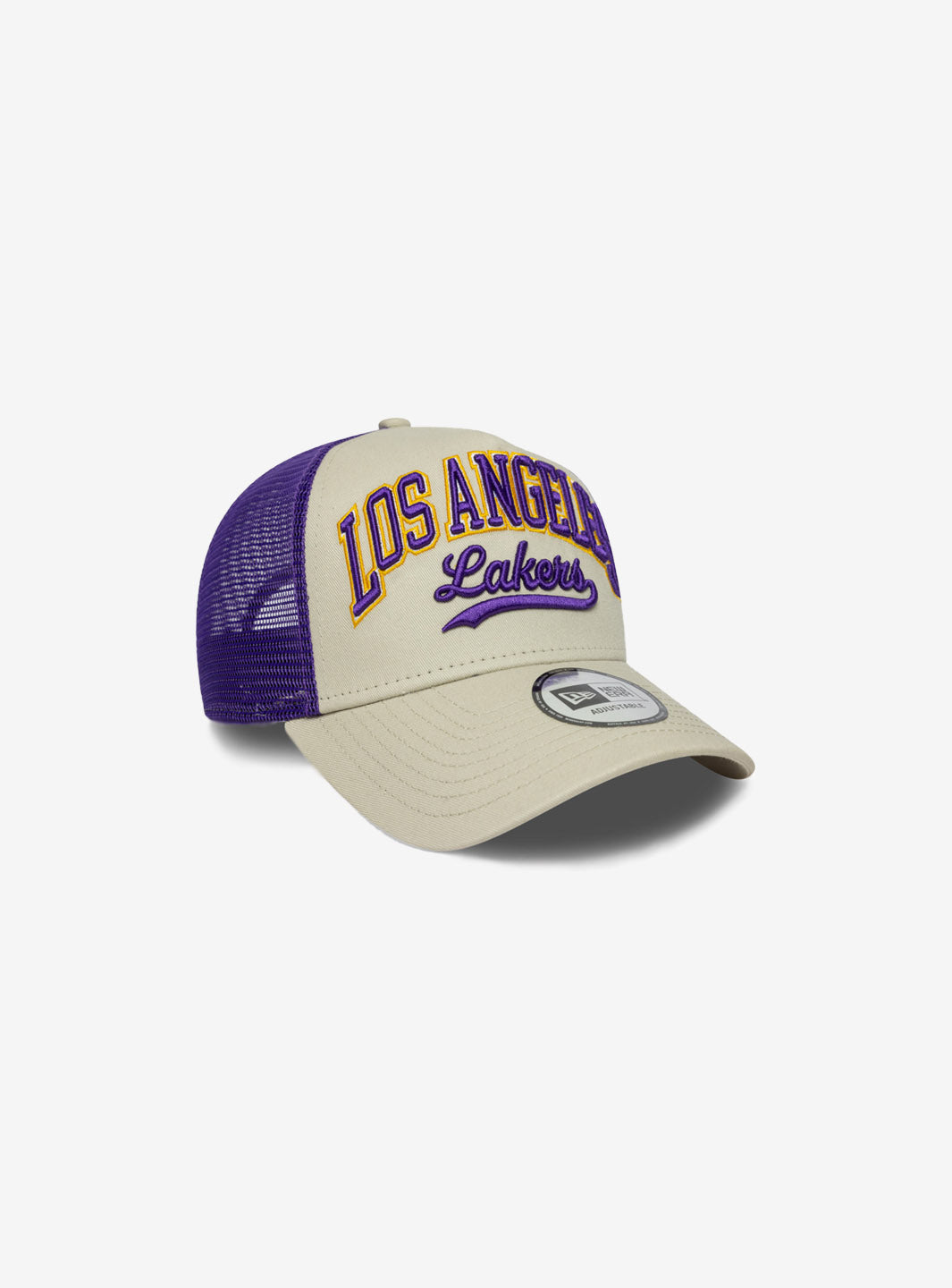 New Era LA Lakers NBA Script E-Frame Trucker 9FORTY Cap - 60667568 | ResellZone