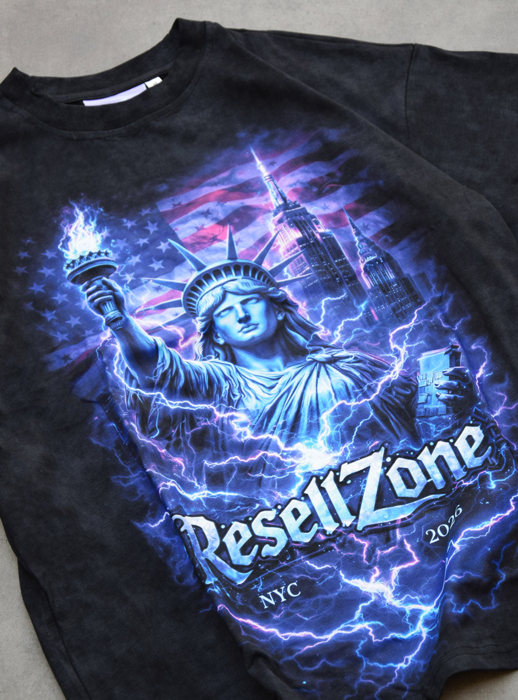 New York Liberty Shockwave T-Shirt Washed Black | ResellZone