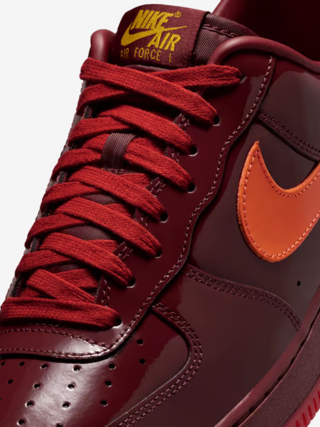 Nike Air Force 1 Low Patent Leather Dark Team Red Safety Orange - IO4489-601 | ResellZone