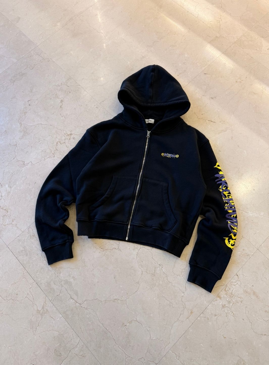 Numeri Archivio Zip Up Hooded Sweatshirt Black Yellow Purple | ResellZone
