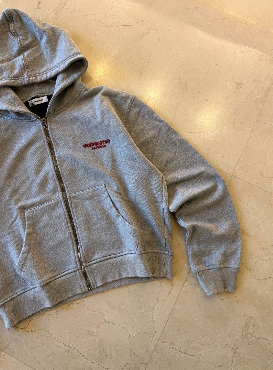 Numeri Archivio Zip Up Hooded Sweatshirt Grey Melange Red | ResellZone