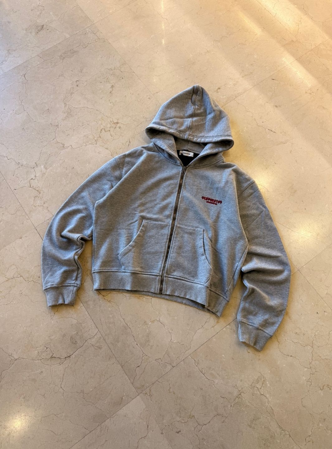 Numeri Archivio Zip Up Hooded Sweatshirt Grey Melange Red | ResellZone