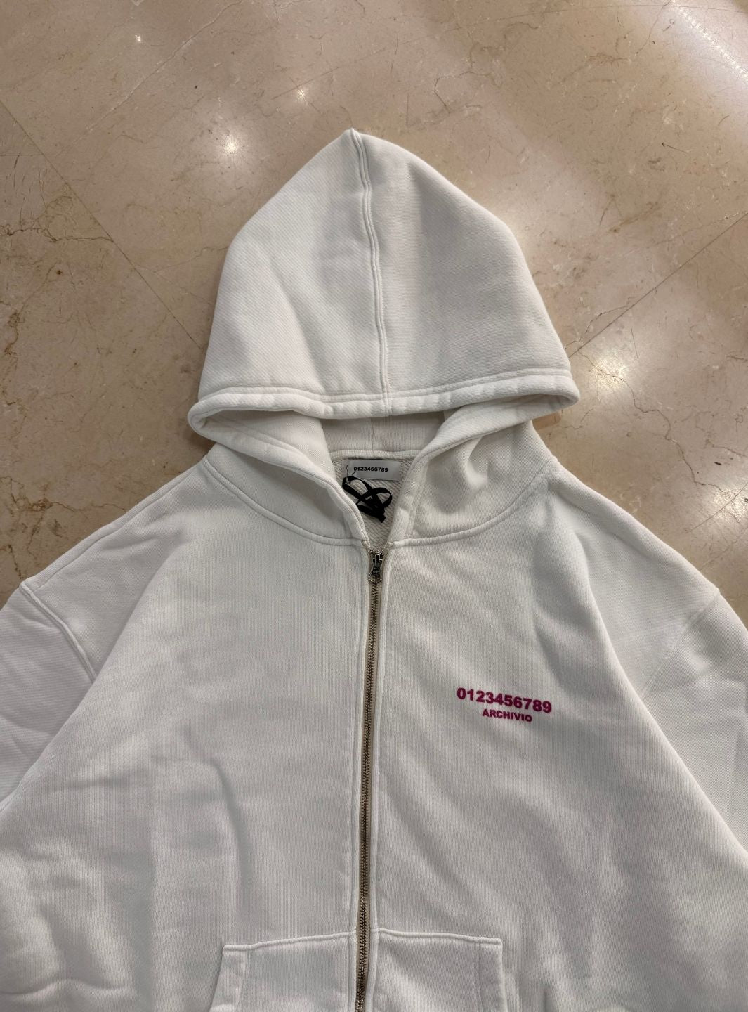 Numeri Archivio Zip Up Hooded Sweatshirt White Fucsia | ResellZone