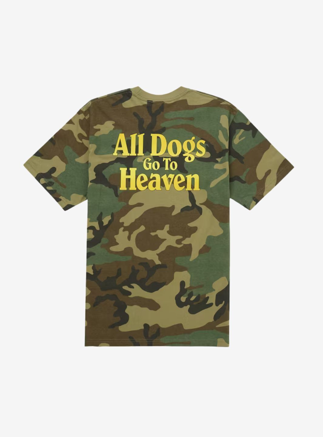 Supreme All Dogs Go To Heaven T-Shirt Woodland Camo | ResellZone
