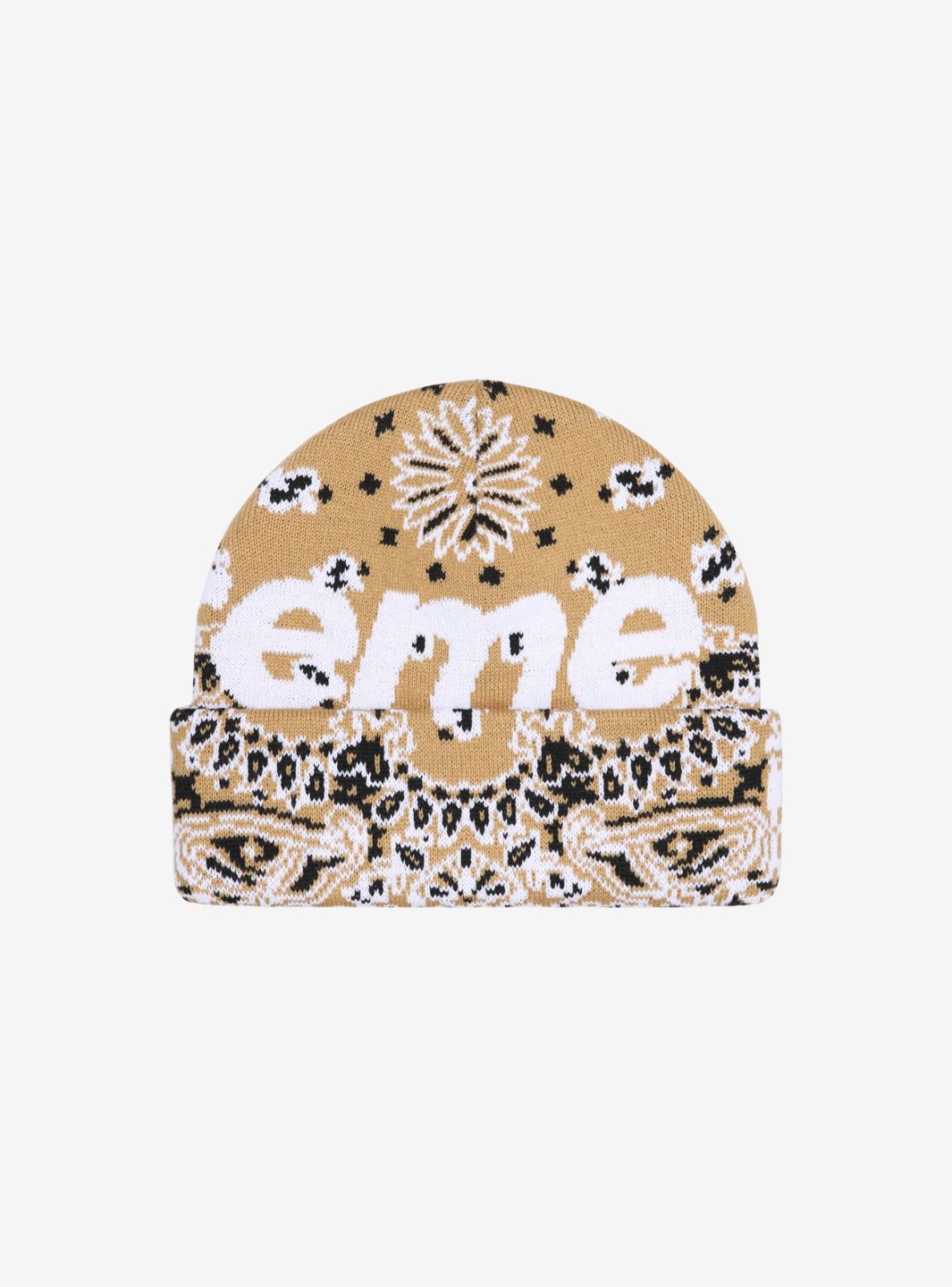 Supreme Bandana Big Logo Beanie Beige | ResellZone