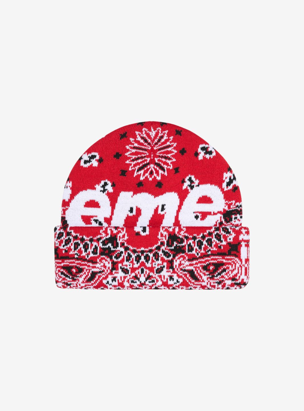 Supreme Bandana Big Logo Beanie Red | ResellZone