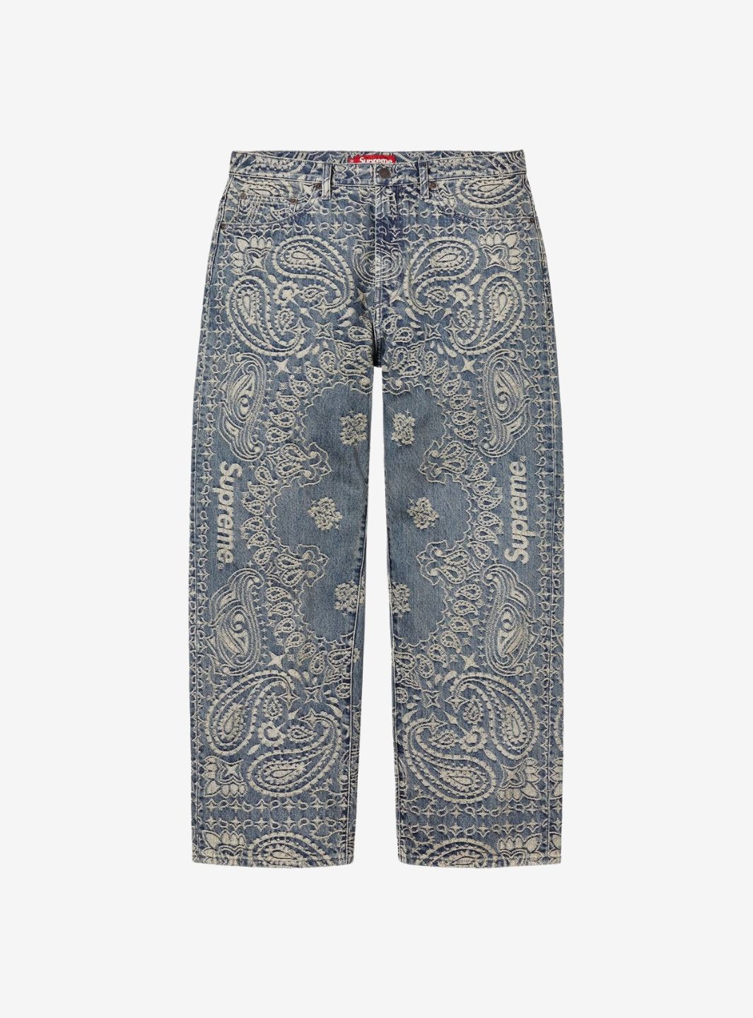 タケオ　Supreme Bandana Jacquard Denim Supreme Bandana Jacquard Baggy Jeans Blue | ResellZone
