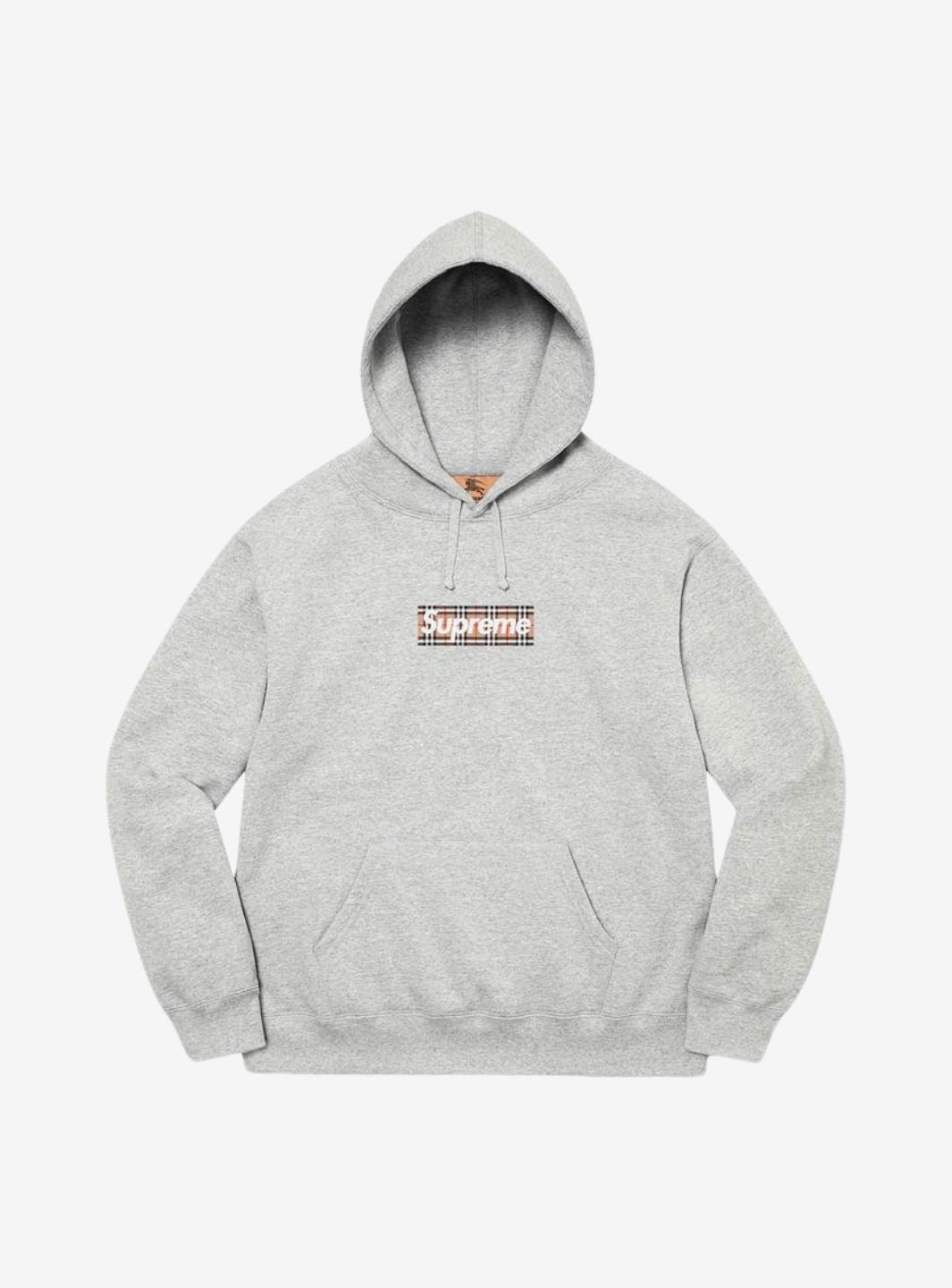 Supreme Burberry Box Logo Hooded Sweatshirt Heather Grey | ResellZone