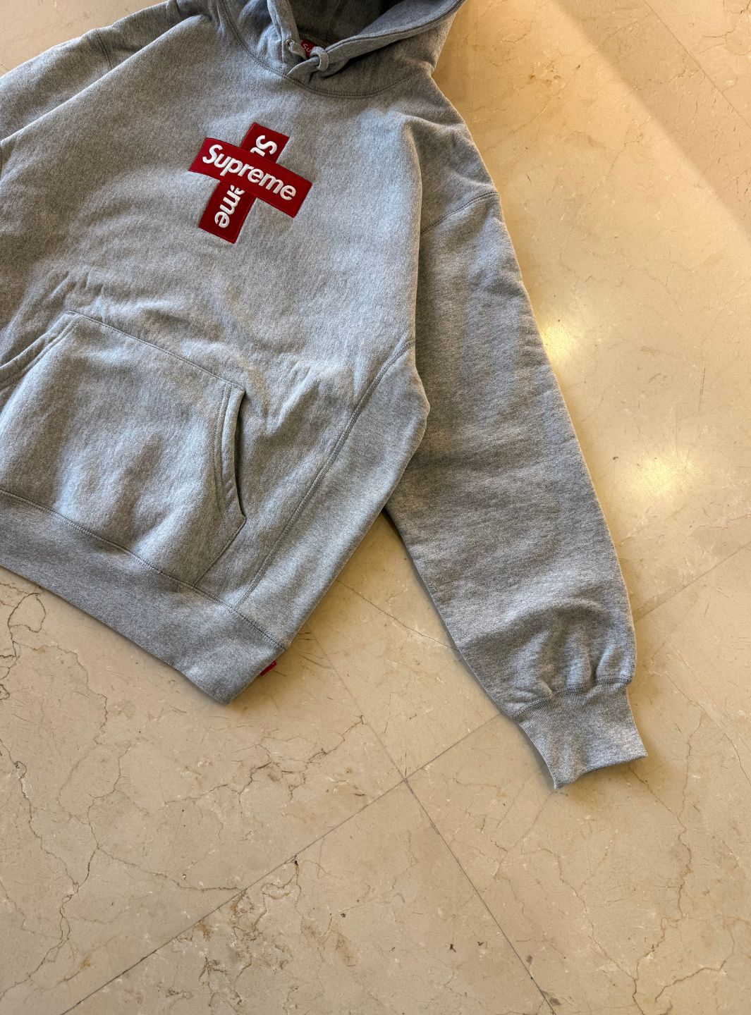 Supreme Cross Box Logo Hooded Sweatshirt Heather Grey | ResellZone