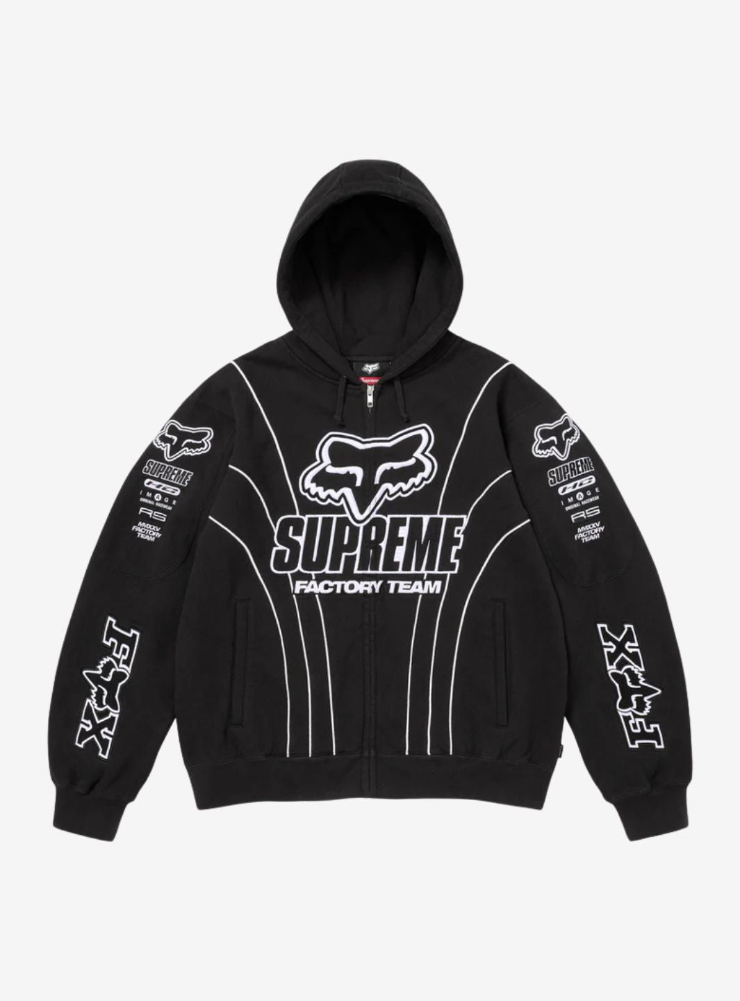 Supreme Fox Racing Zip Up Hooded Sweatshirt Black | ResellZone