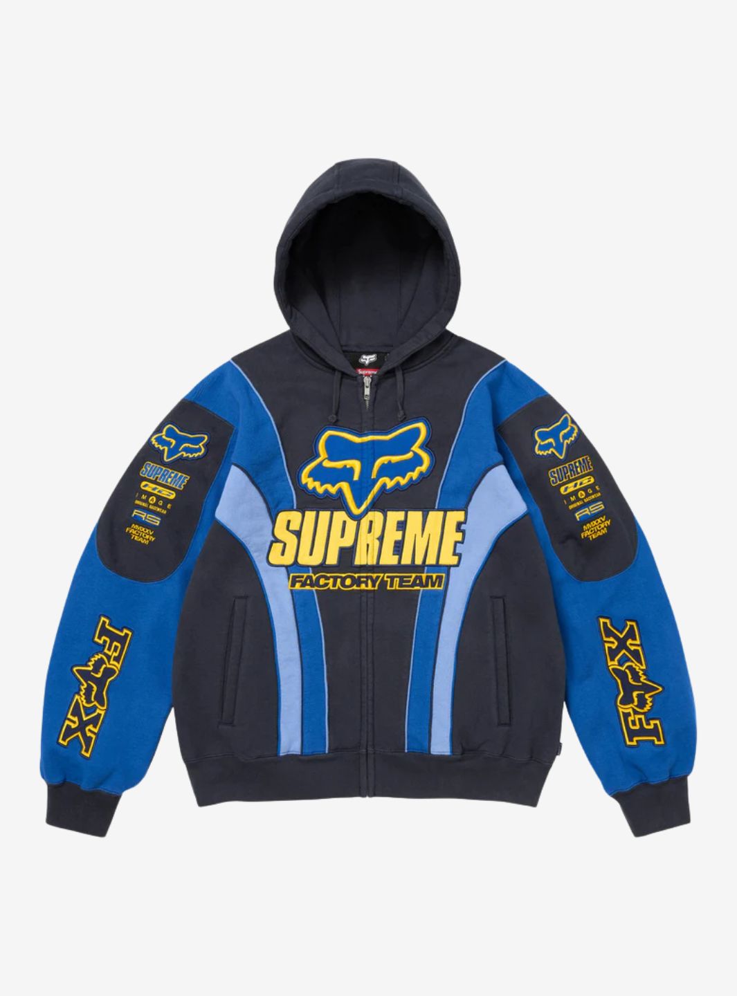 Supreme Fox Racing Zip Up Hooded Sweatshirt Blue | ResellZone