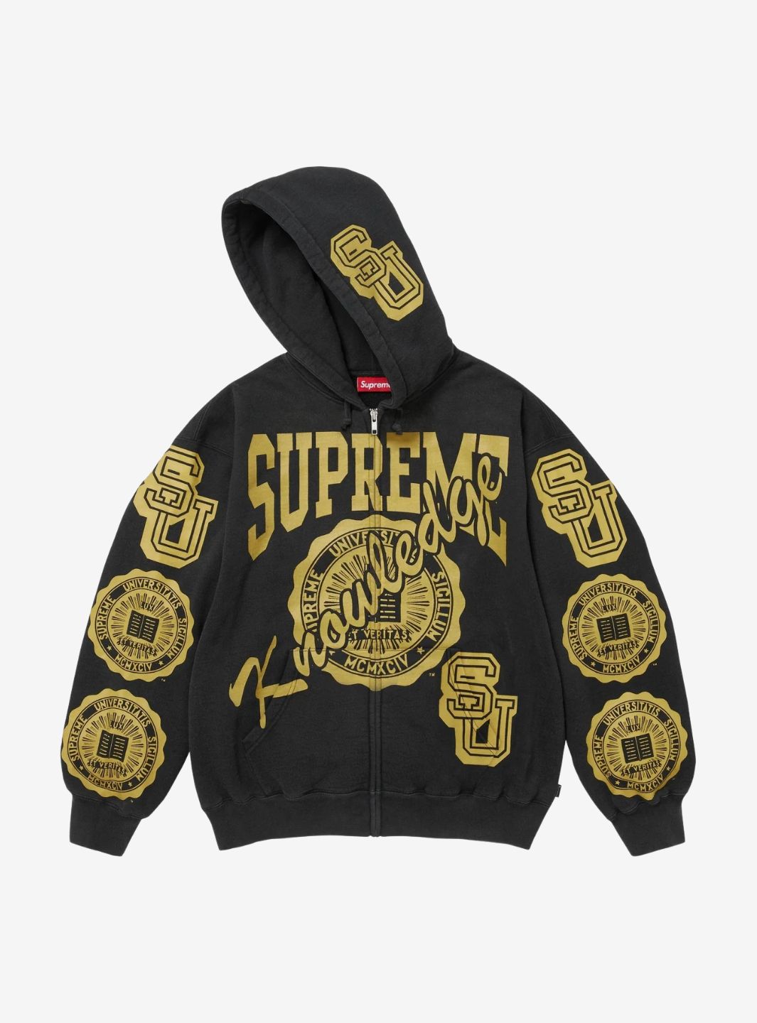 Supreme Knowledge Reigns Zip Up Hooded Sweatshirt Black | ResellZone