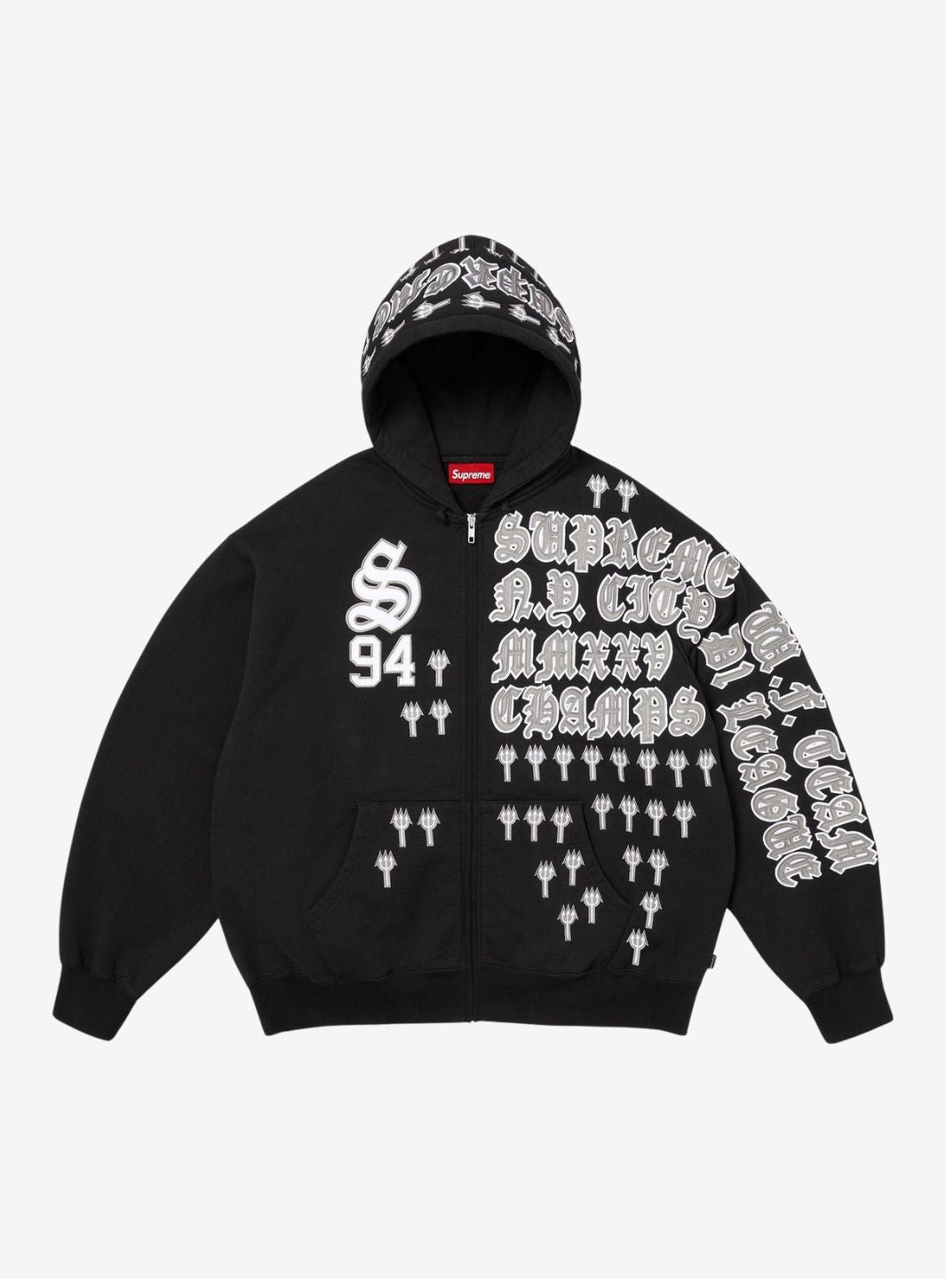Supreme League Champs Zip Up Hooded Sweatshirt Black | ResellZone