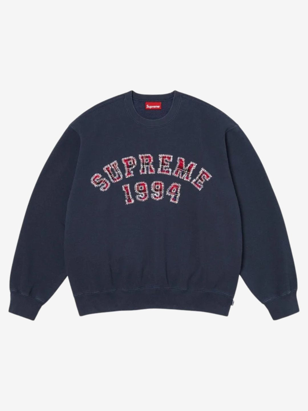 Supreme Plaid Arc Crewneck Navy | ResellZone