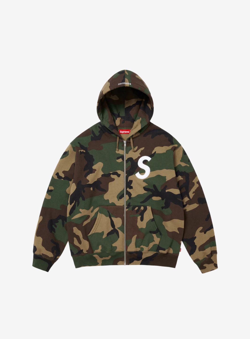 Supreme S Logo Zip Up Hooded Sweatshirt Woodland Camo (FW25) | ResellZone