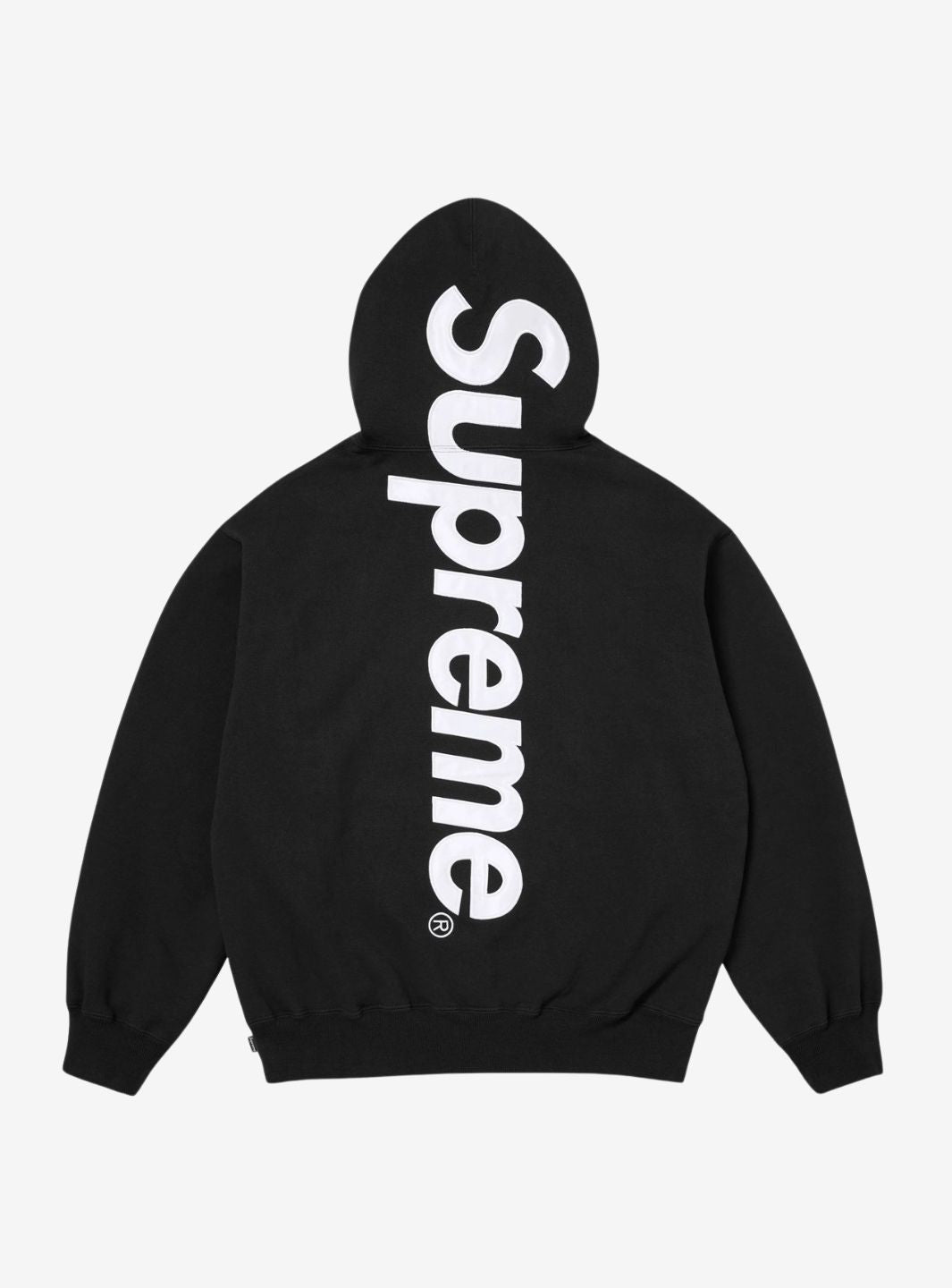 Supreme Satin Appliqué Hooded Sweatshirt Black (FW25) | ResellZone