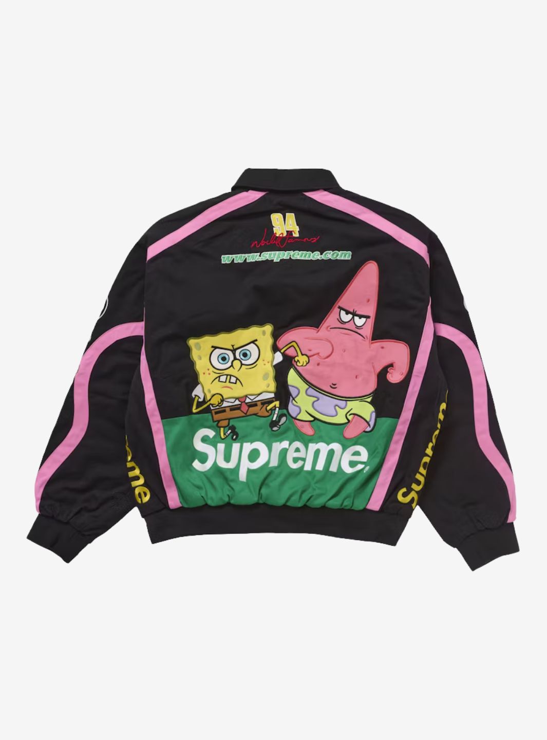 Supreme SpongeBob SquarePants Jeff Hamilton Racing Jacket Black | ResellZone