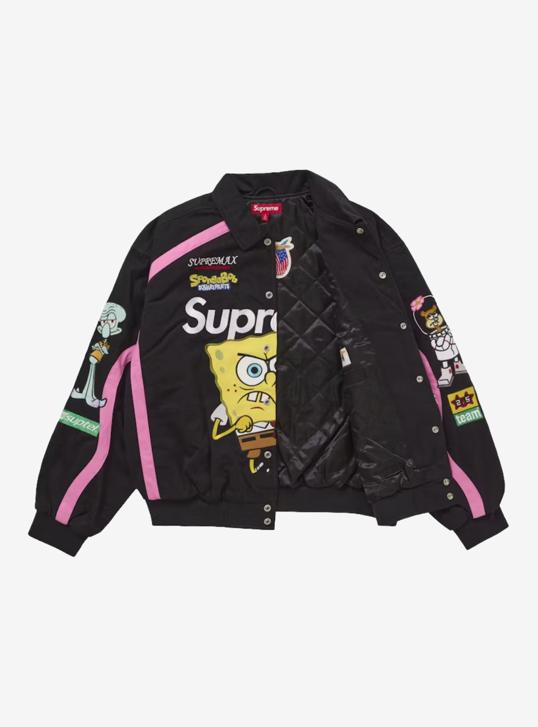 Supreme SpongeBob SquarePants Jeff Hamilton Racing Jacket Black | ResellZone