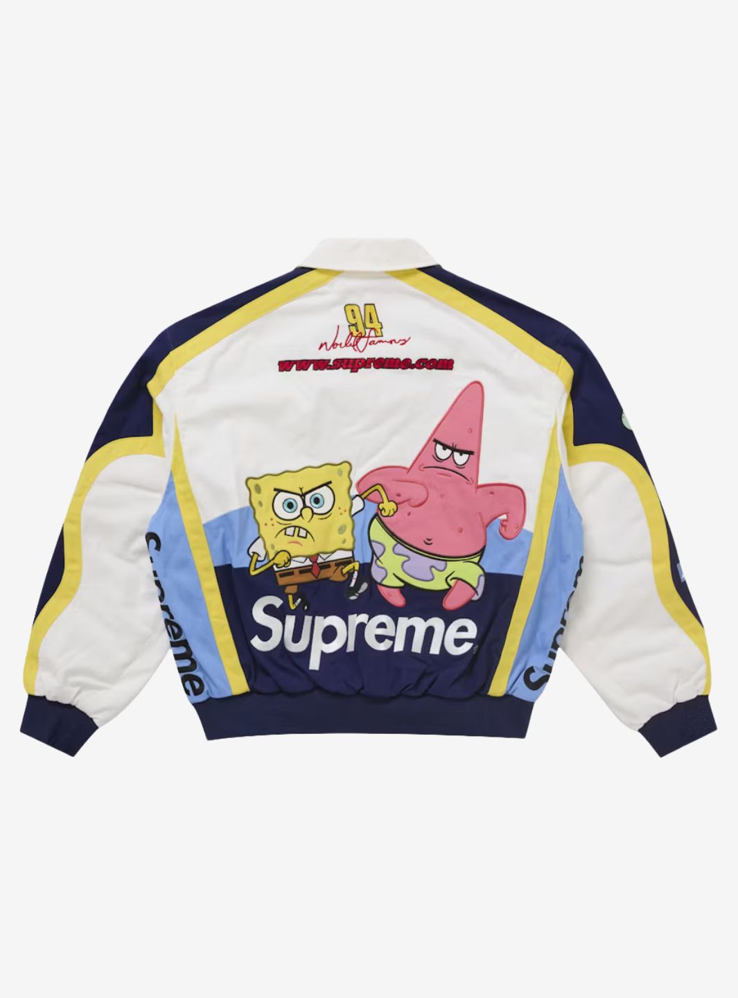 Supreme SpongeBob SquarePants Jeff Hamilton Racing Jacket White | ResellZone