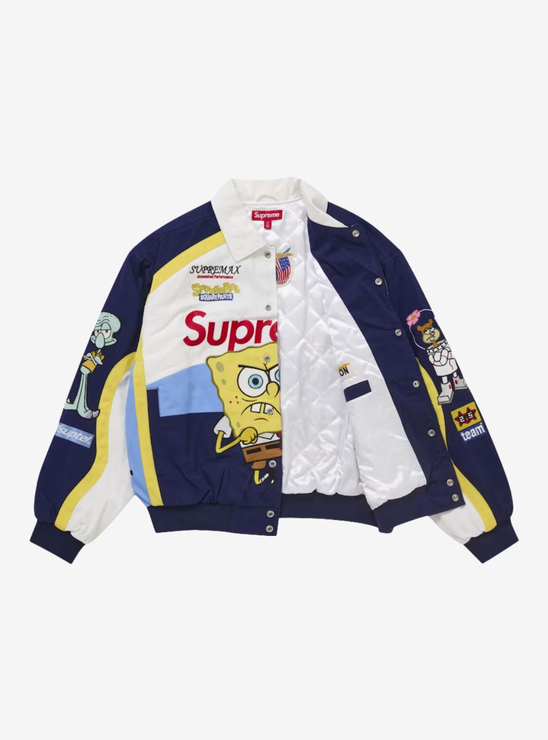 Supreme SpongeBob SquarePants Jeff Hamilton Racing Jacket White | ResellZone