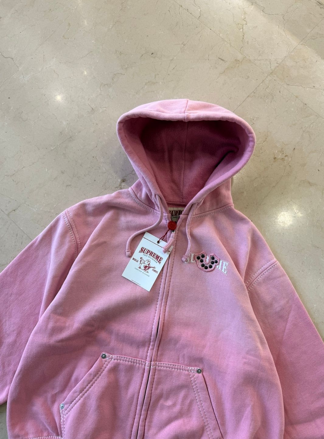 Supreme True Religion Zip Up Hooded Sweatshirt Pink (FW25) | ResellZone