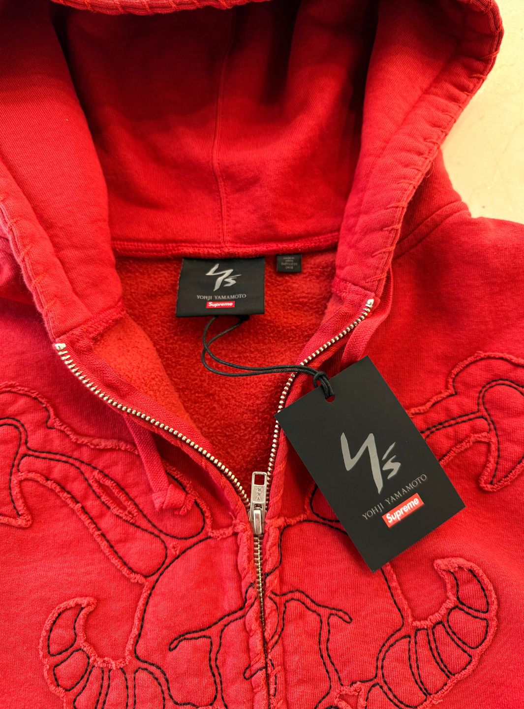 Supreme Y's by Yohji Yamamoto Zip Up Hooded Sweatshirt Red | ResellZone