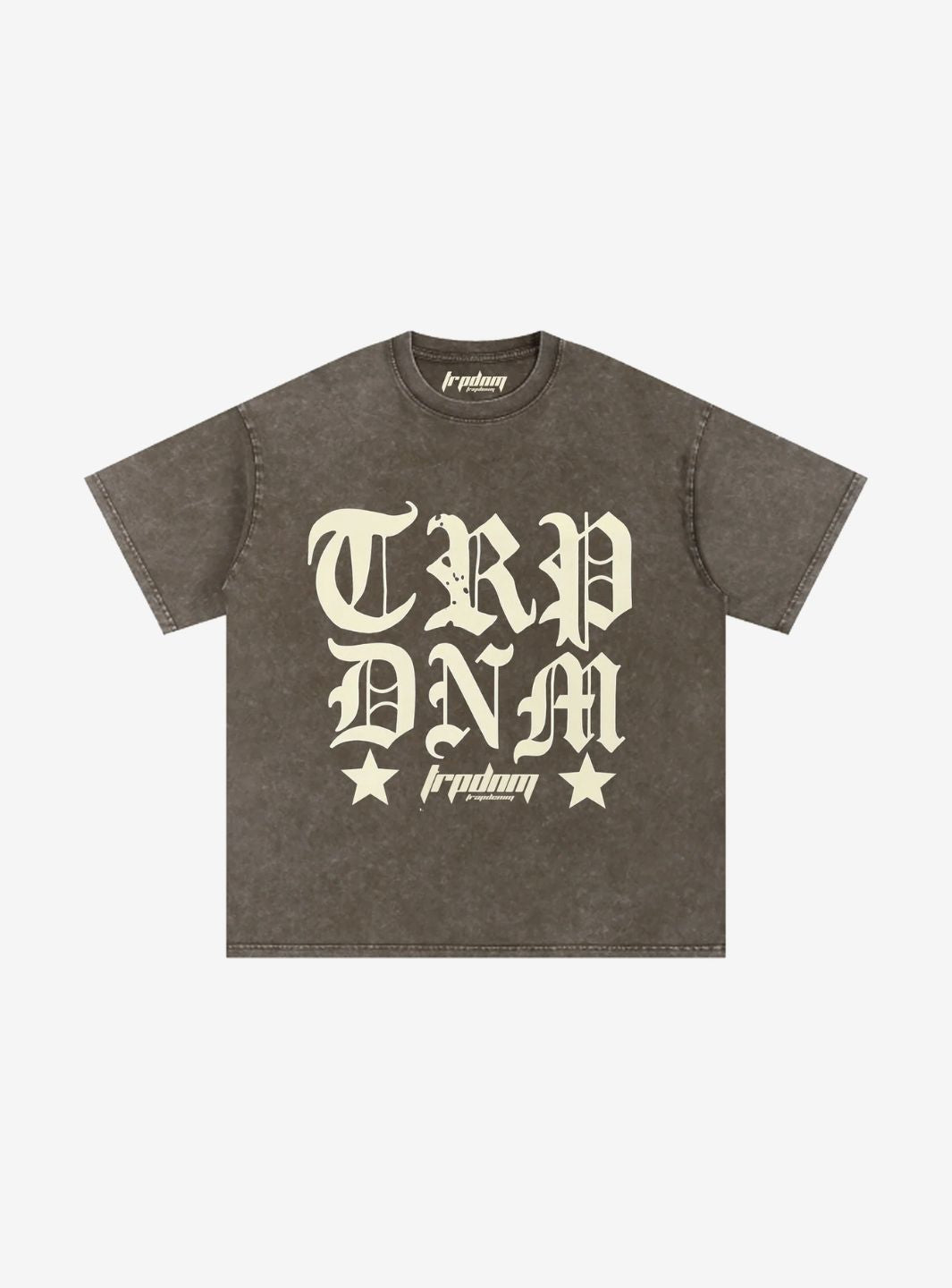 Trap Denim Brown Stonewashed Boxy T-Shirt | ResellZone