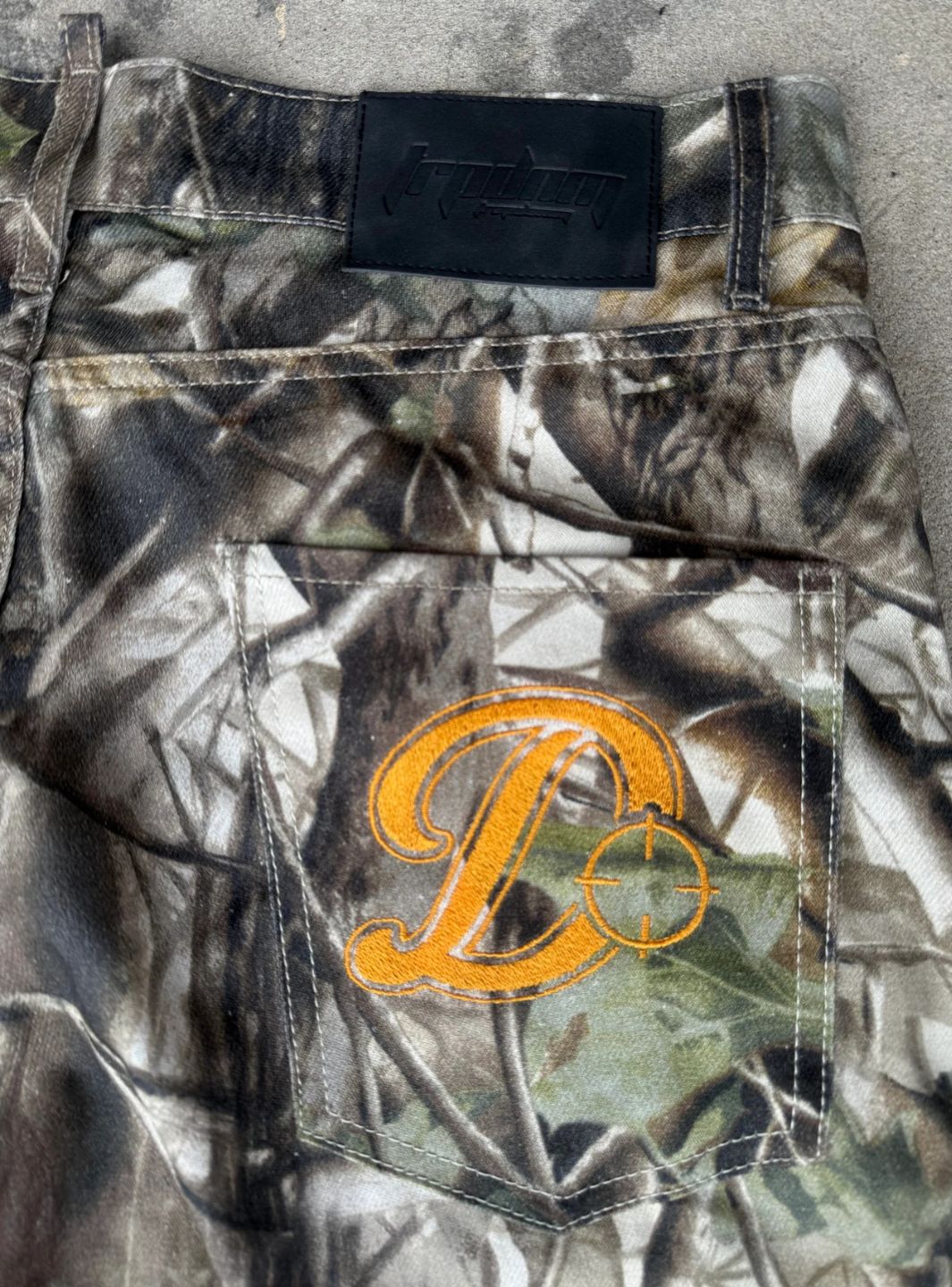 Trap Denim Embroidered Real Tree Baggy Jeans | ResellZone