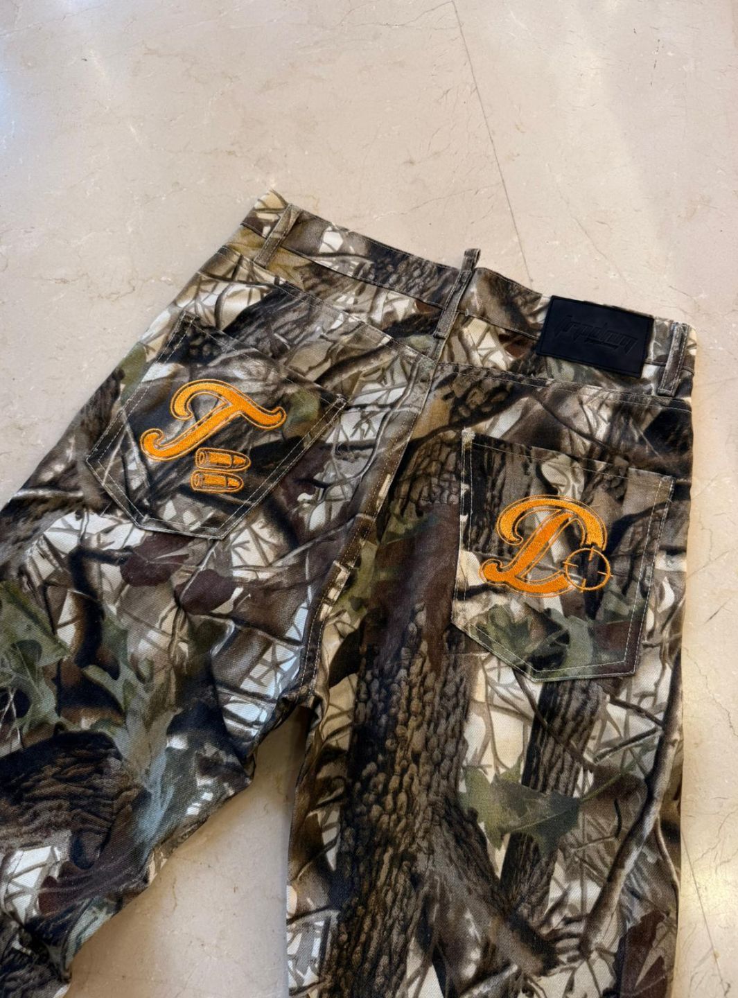 Trap Denim Embroidered Real Tree Baggy Jeans | ResellZone