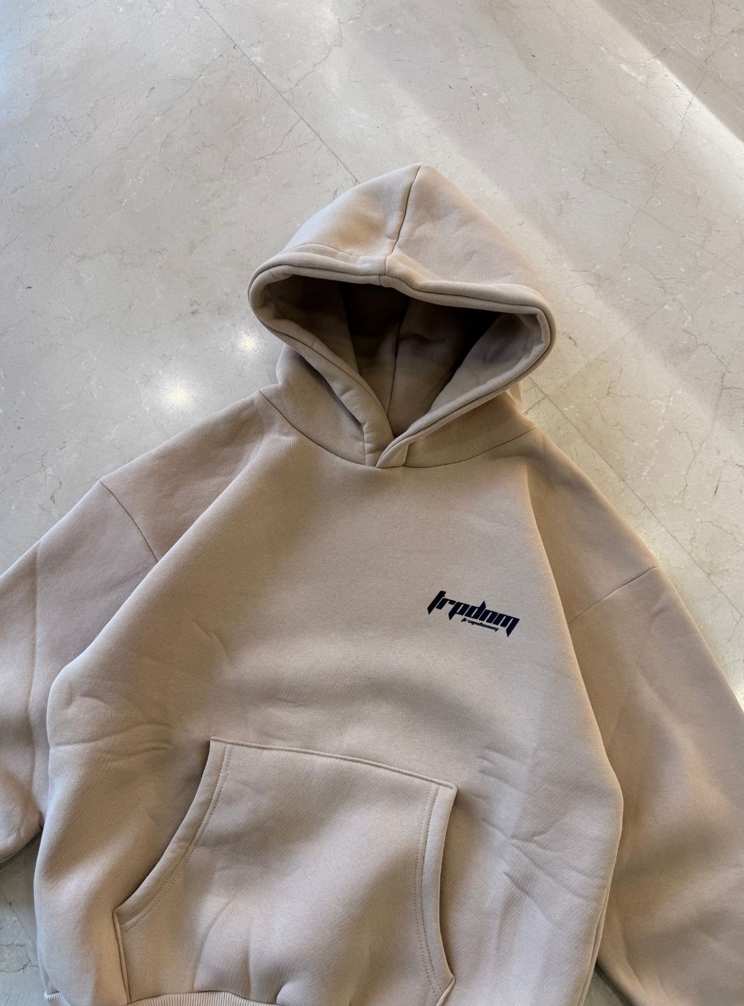 Trap Denim Hoodie Beige | ResellZone